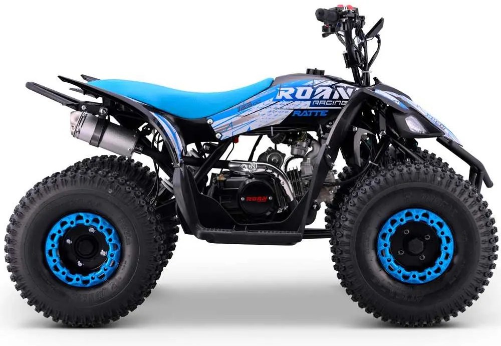 MINI MOTO 4 GASOLINA PARA CRIANÇAS 125cc Roan Ratte R8 automático com Marcha Atrás Azul