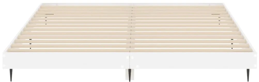 Estrutura de cama 140x200 cm derivados madeira branco brilhante