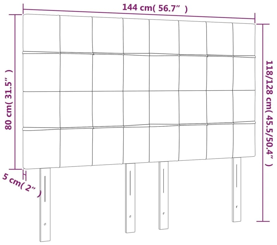 Cabeceira cama c/ LED tecido 144x5x118/128 cm cinza-acastanhado