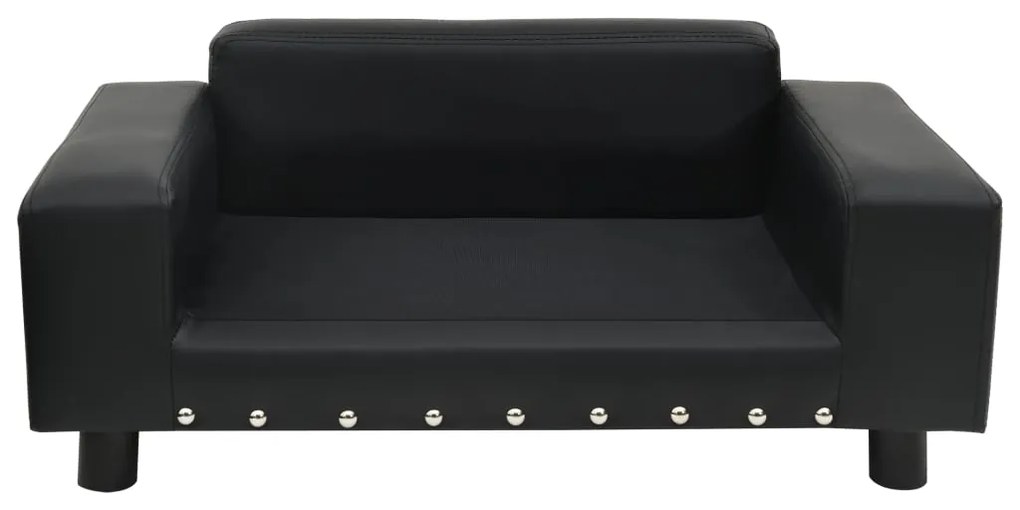 Sofá para cães 81x43x31 cm pelúcia e couro artificial preto