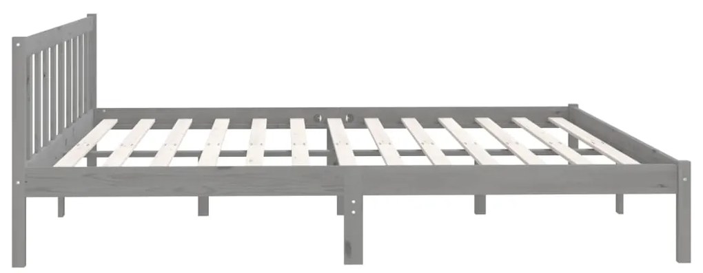 Estrutura de cama 200x200 cm pinho maciço cinzento