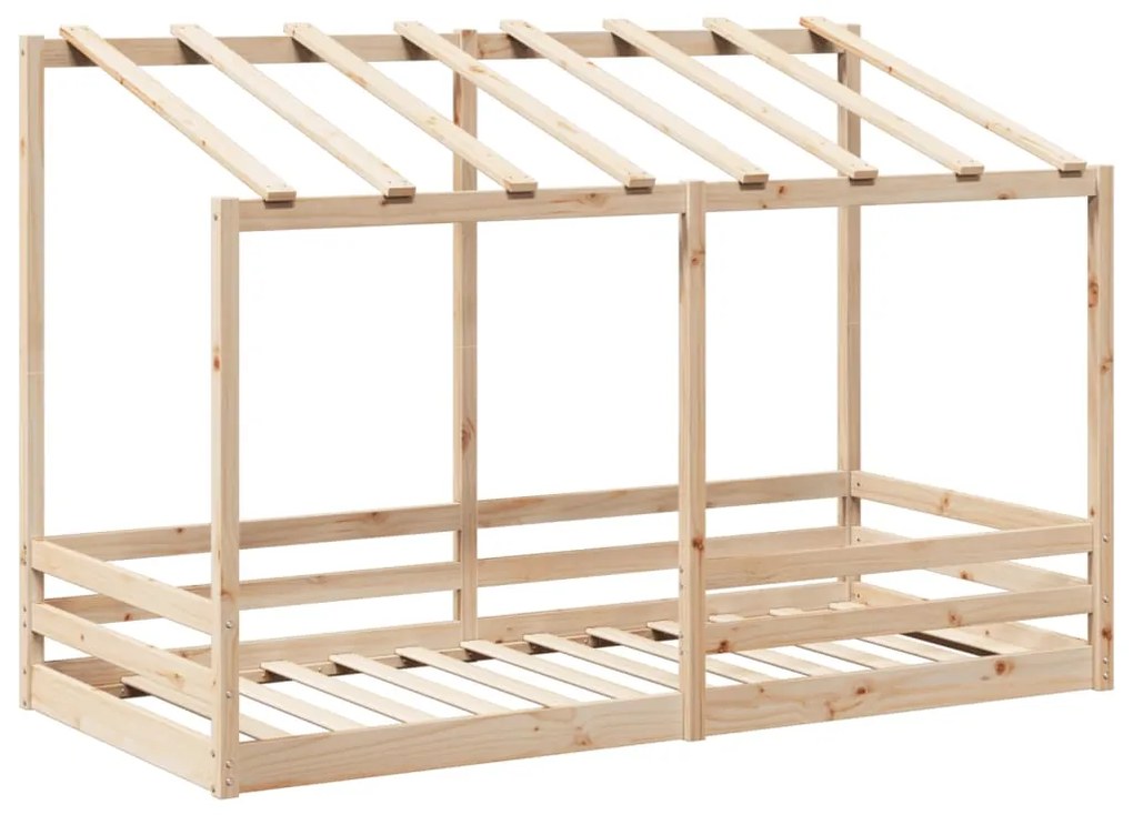 Cama infantil com telhado 80x200 cm madeira de pinho maciça