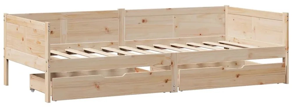 Sofá-cama com gavetas 80x200 cm madeira de pinho maciça