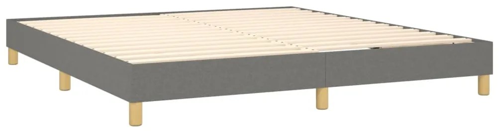 Cama box spring c/ colchão e LED 160x200 cm tecido cinza-escuro