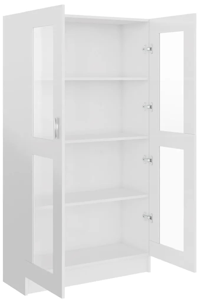 Armário vitrine derivados de madeira branco brilhante