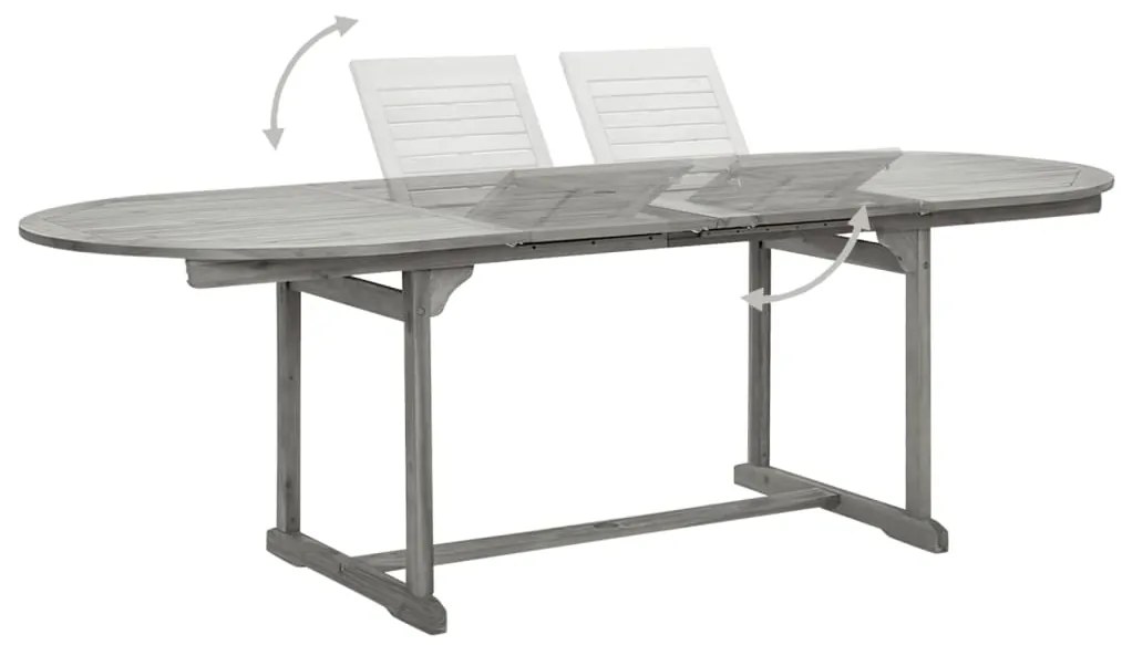 Mesa de jantar p/ jardim (160-240)x100x75 cm acácia maciça