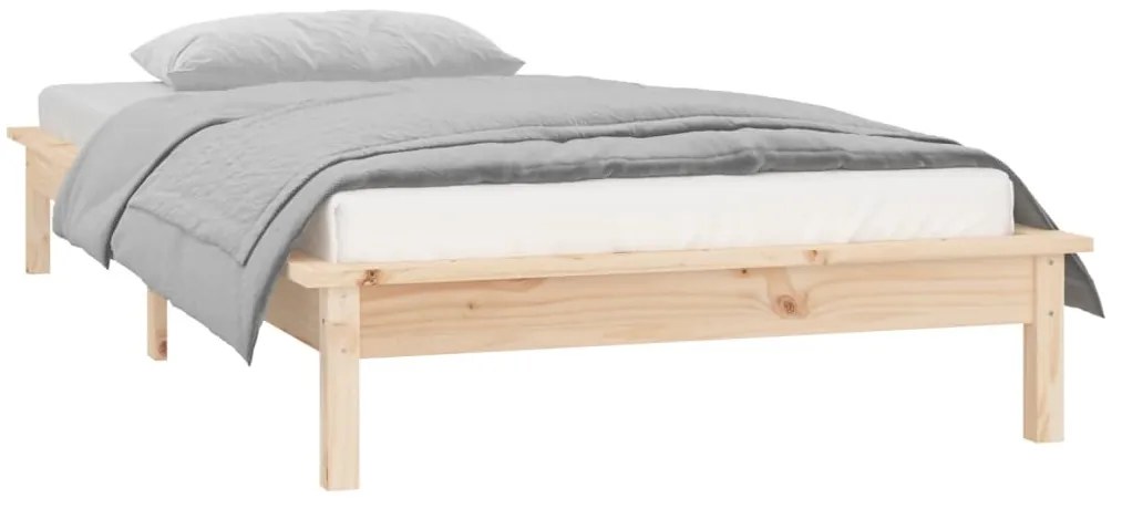 Estrutura de cama com luzes LED 100x200 cm madeira maciça
