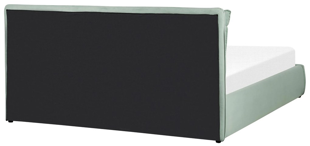 Cama de casal com arrumação em veludo verde menta 180 x 200 cm BAJONNA Beliani
