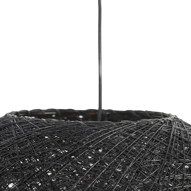 Candeeiro de suspensão rústico preto 60 cm - Corda Rústico