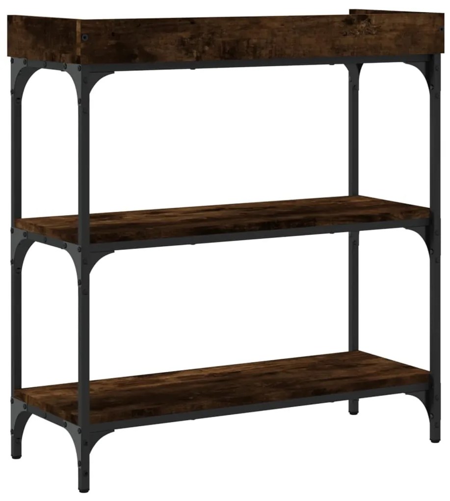 Mesa consola c/ prateleiras 75x30x80 cm carvalho fumado