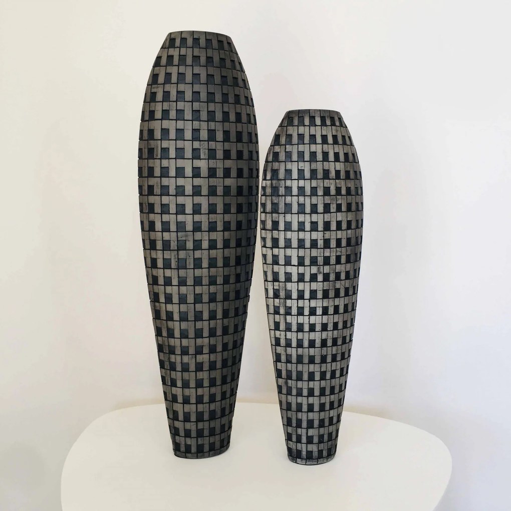 Jarras Decorativas Quadrados Preto&Cinza - 48 centímetros