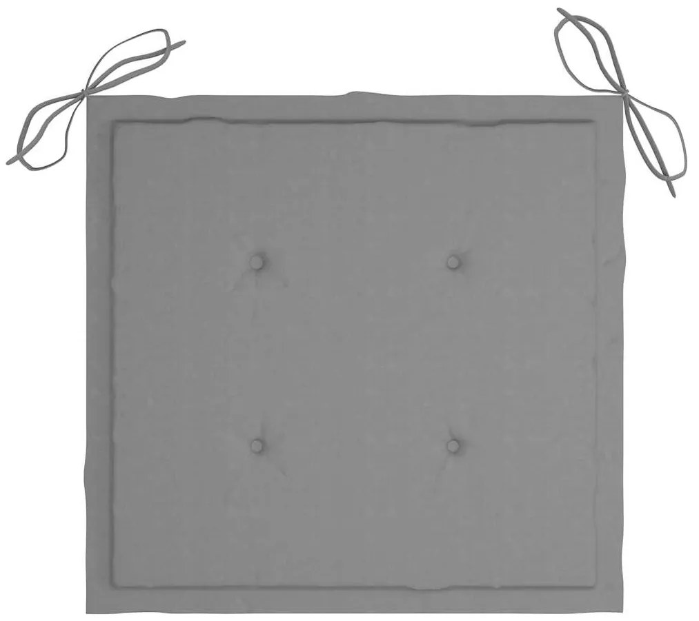 3 pcs conj. jantar dobrável exterior c/ almofadão teca maciça