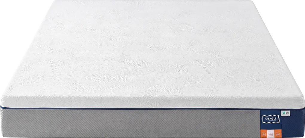 Colchão 160 x 200 x 20 cm, espuma viscoelástica com gel, 7 zonas, firmeza média, capa removível, respirável, azul