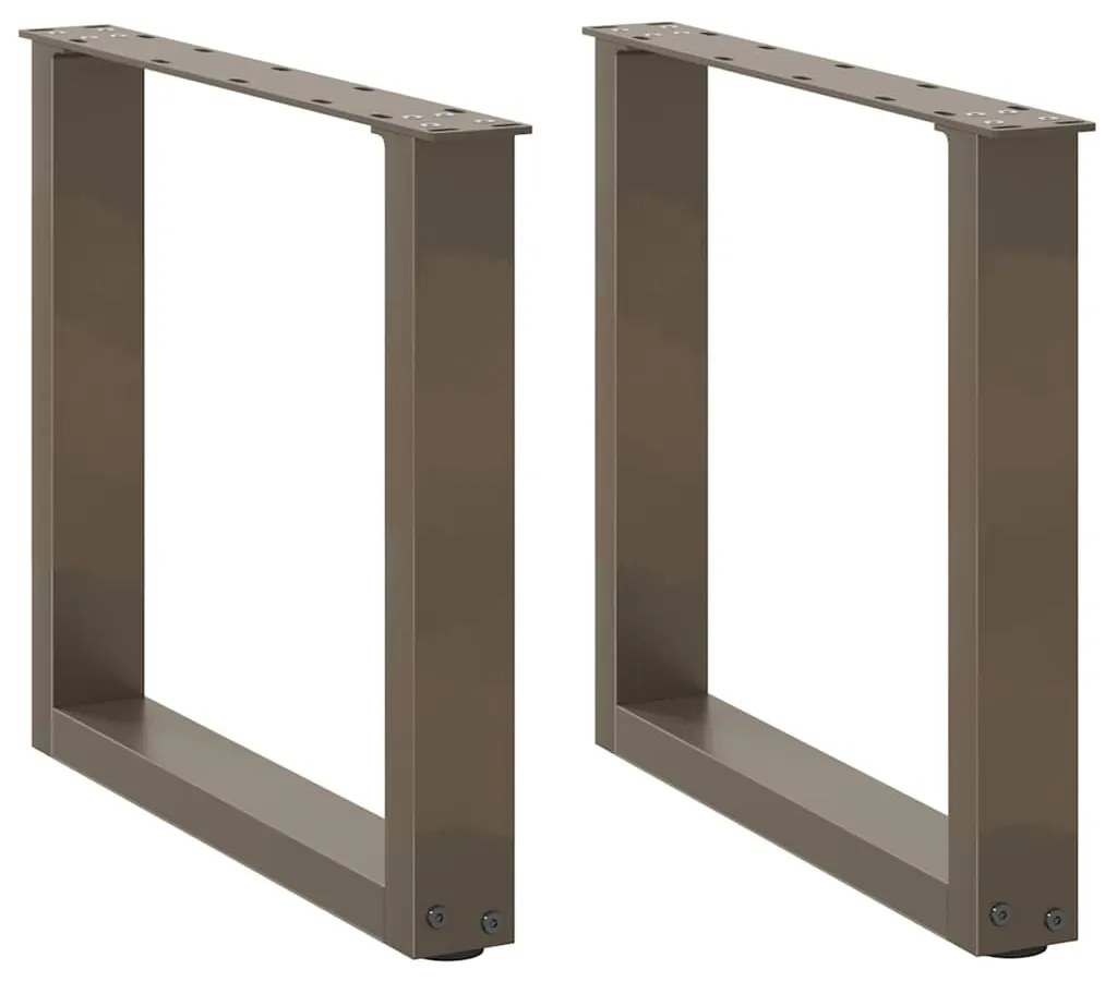vidaXL Pés para mesa de centro em formato de U, 2 peças, aço natural, 50x(42-43) cm, aço