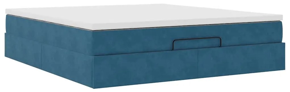 Estrutura de cama otomana com colchão 160x200 cm azul escuro
