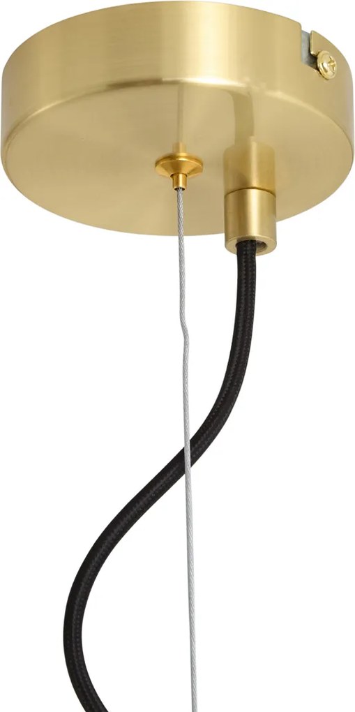 Art Deco hanglamp messing met amber glas 6-lichts - Ryan