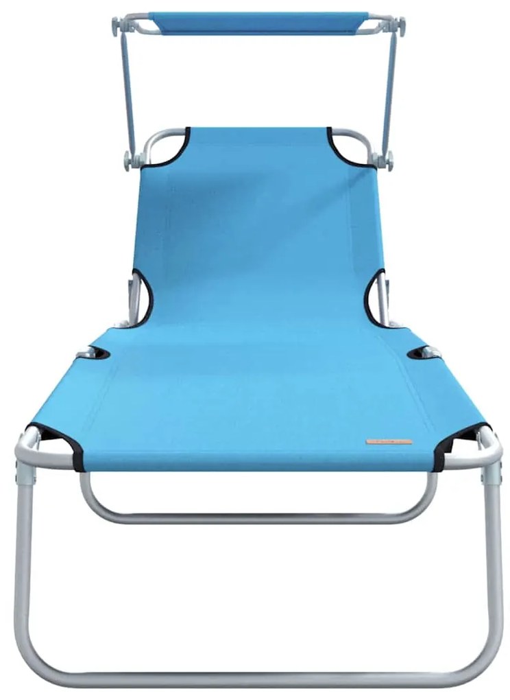 Espreguiçadeiras Dobráveis 2 pcs com Teto Azul Brilhante Tecido Oxford