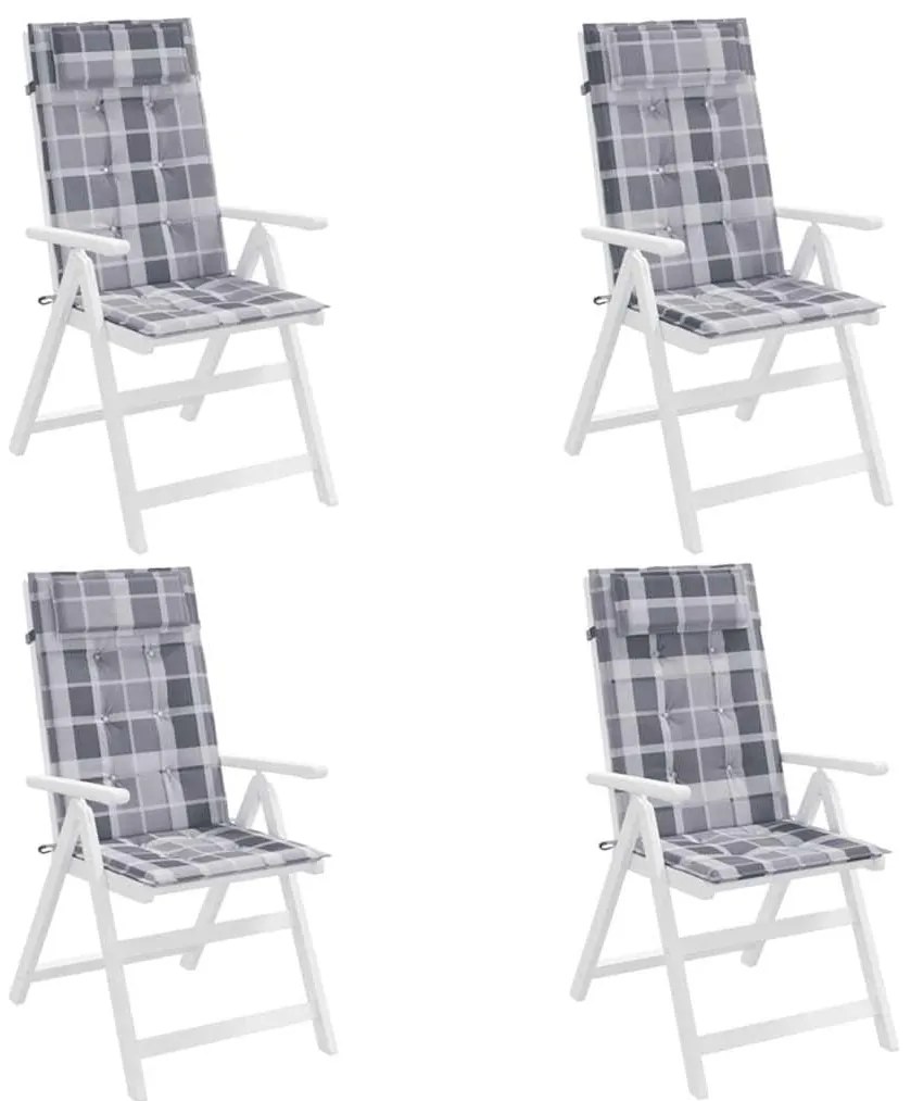 Almofadões cadeira encosto alto 4pcs tecido oxford xadrez cinza