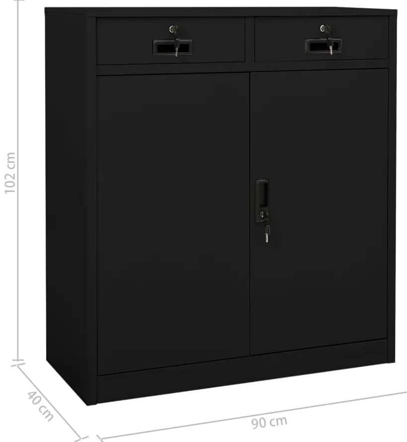 Armário de escritório 90x40x102 cm aço preto
