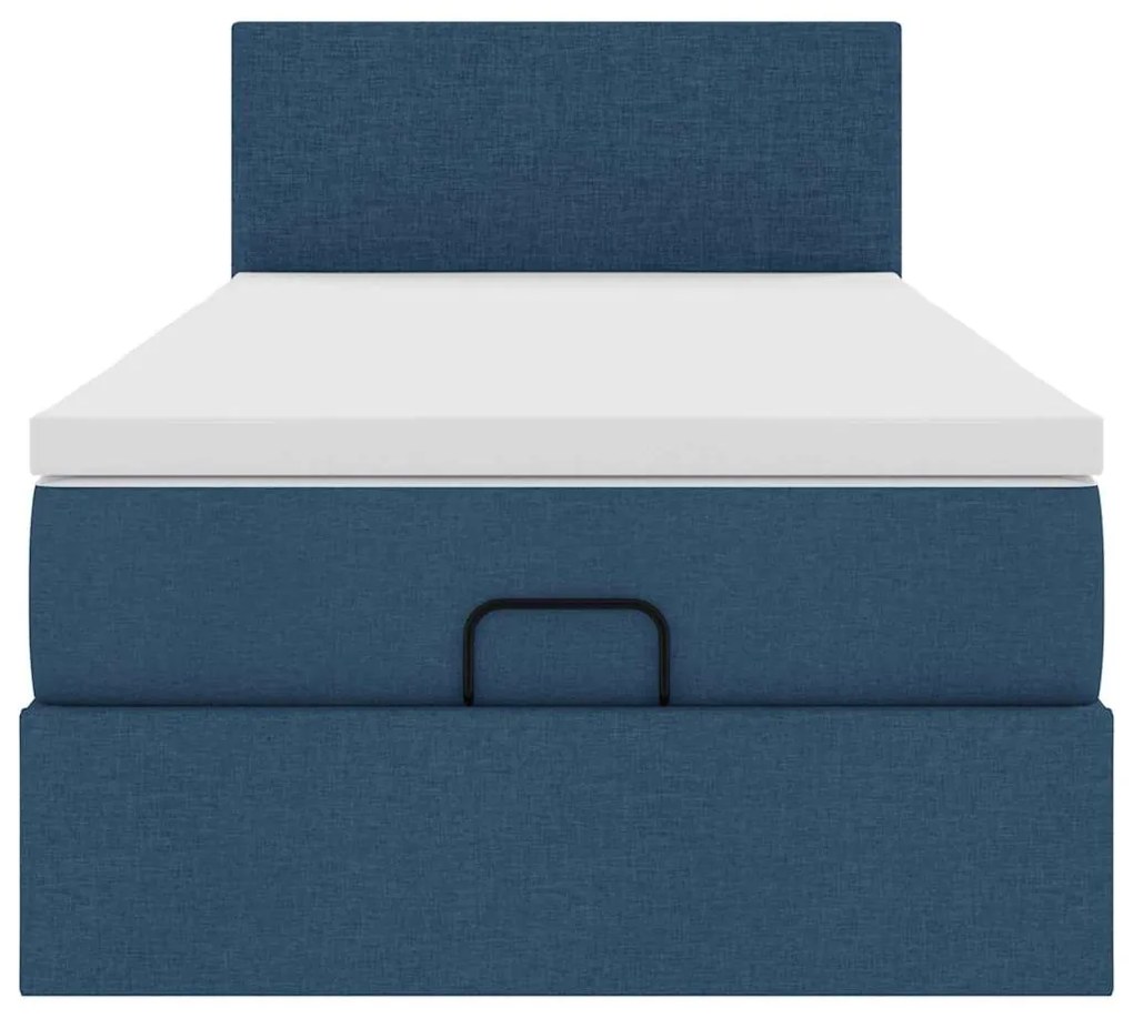 Cama otomana com colchão 90x200 cm tecido azul