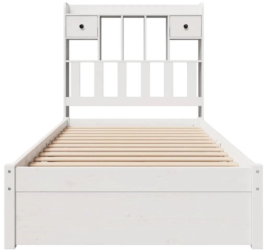 Cama com estante sem colchão 90x200 cm pinho maciço branco