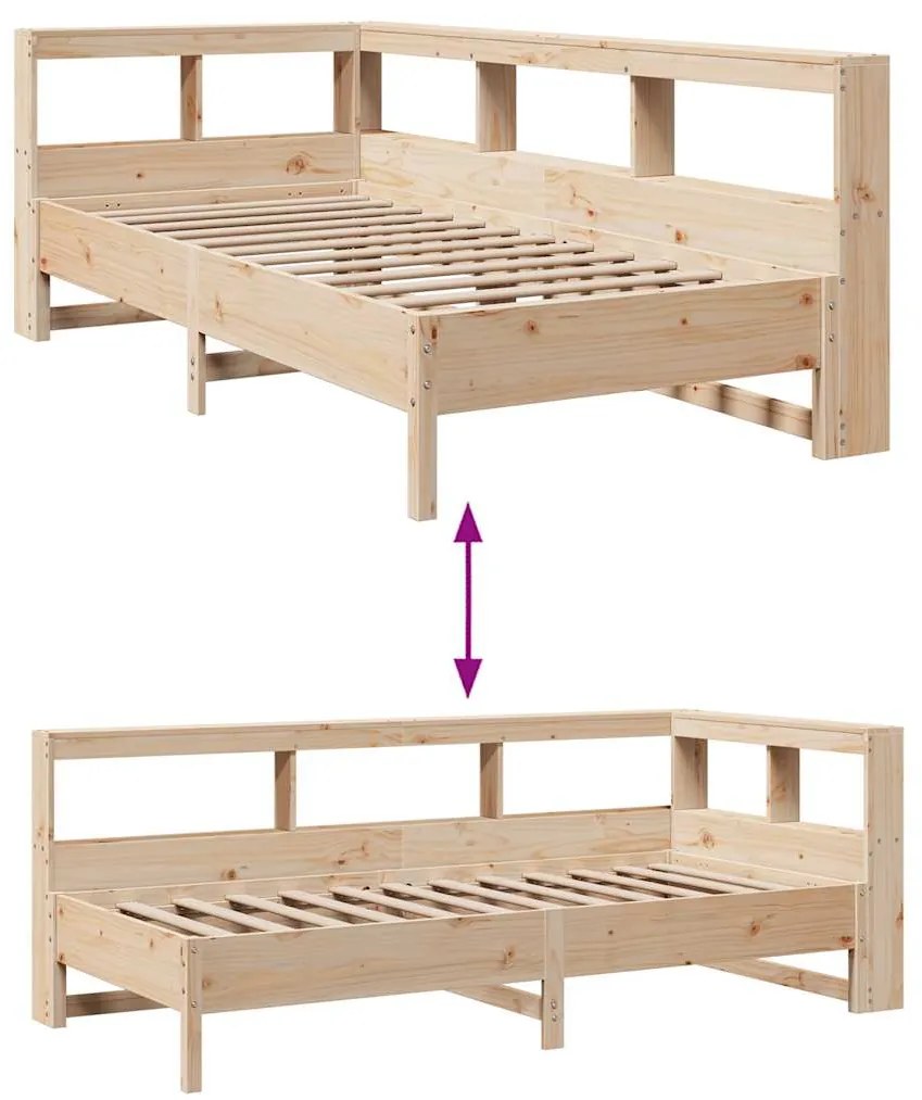 Cama com estante sem colchão 75x190 cm pinho maciço