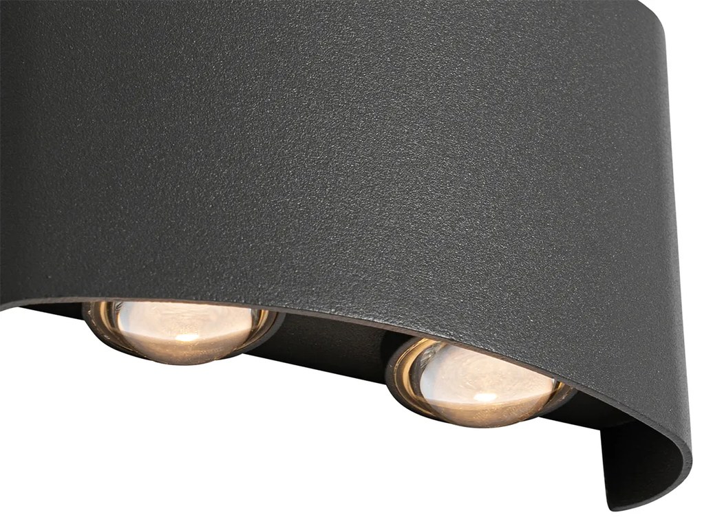 Candeeiro de parede exterior cinzento escuro com LED 4 luzes IP54 - Silly Moderno