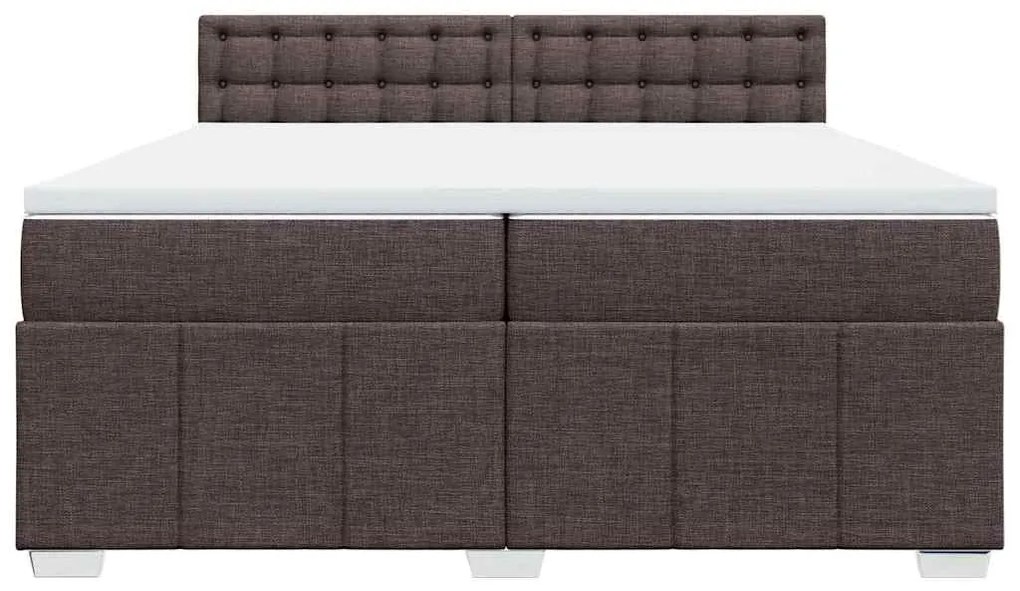 Cama com molas/colchão 200x200 cm tecido castanho-escuro
