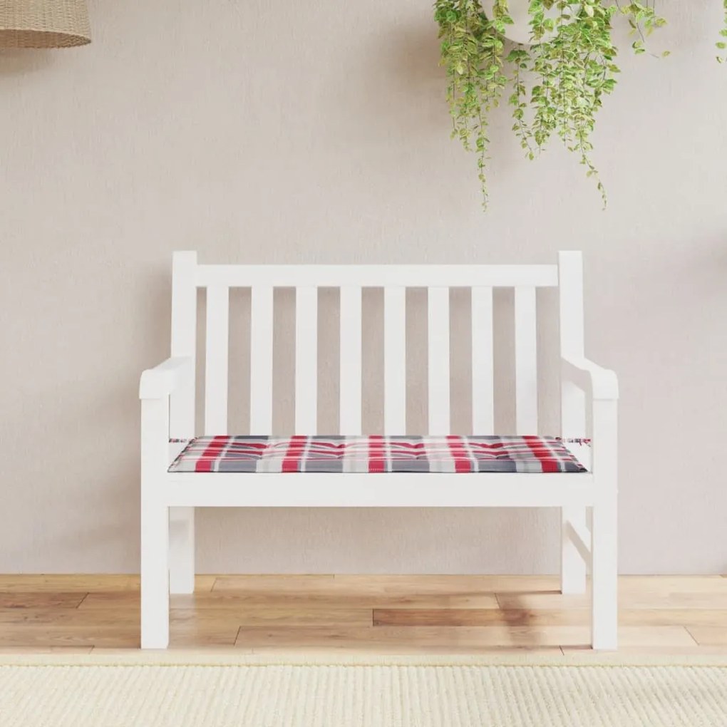 vidaXL Almofadão p/ banco de jardim tecido oxford xadrez vermelho