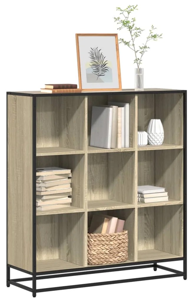 vidaXL Estante 97,5x33x107,5 cm deriv. madeira/metal carvalho sonoma