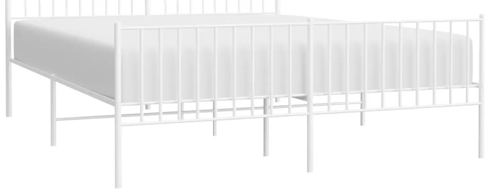 Estrutura de cama com cabeceira e pés 160x200 cm metal branco