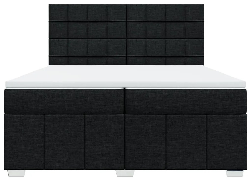Cama com molas/colchão 200x200 cm tecido preto