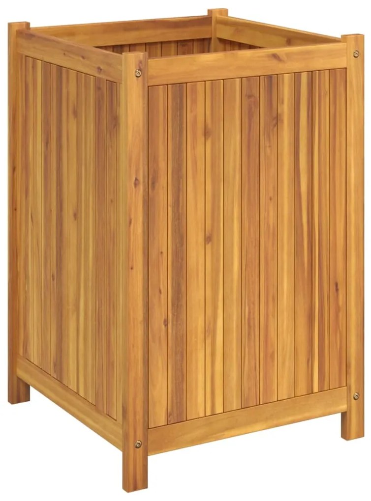 Vaso/floreira de jardim com forro 50x50x75 cm acácia maciça