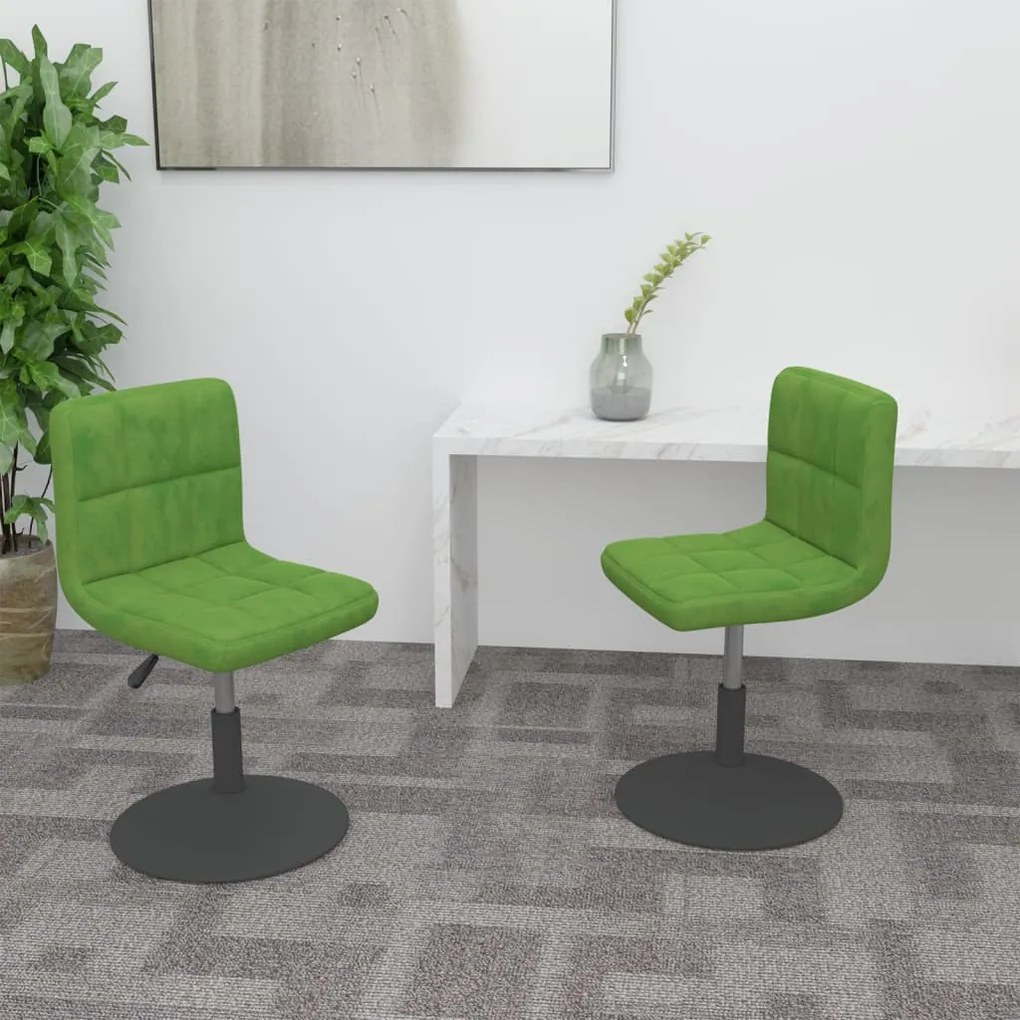 vidaXL Cadeiras de jantar giratórias 2 pcs veludo verde-claro