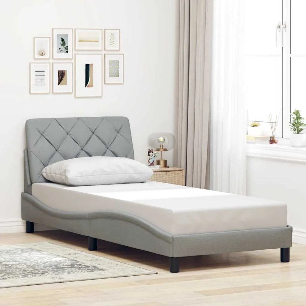 Estrutura de cama com LED sem colchão 90x190 cm tecido