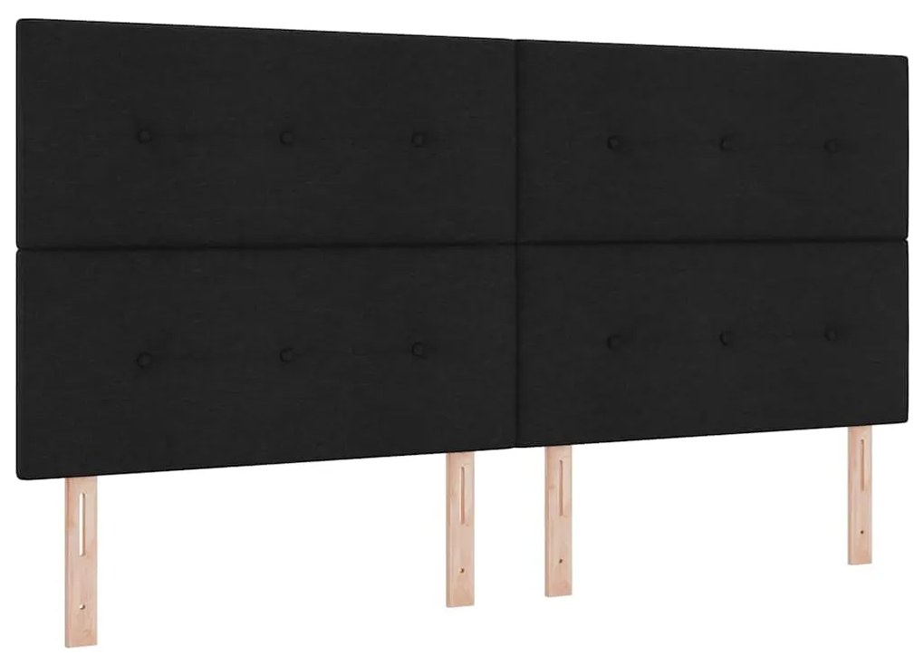 Cama com Estrado e Colchão Preto 200x200 cm Tecido
