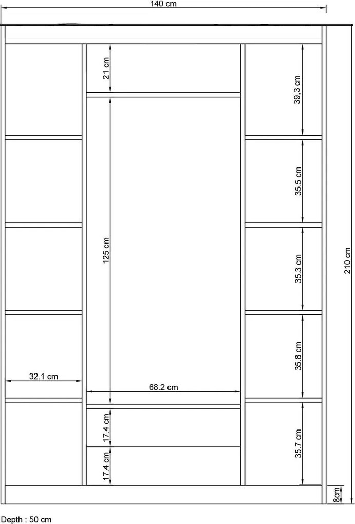 Guarda-Roupa Lavinia – Branco – 140x210x50 cm