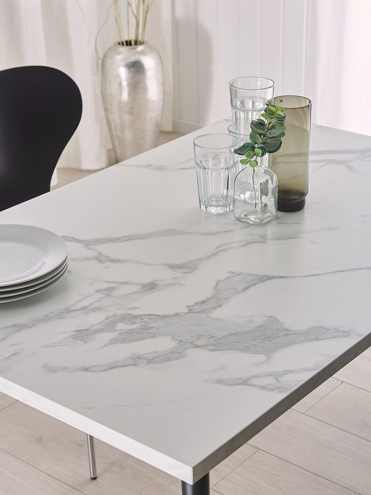 Mesa de Jantar com efeito de mármore branco 120 x 80 cm SANTIAGO Beliani
