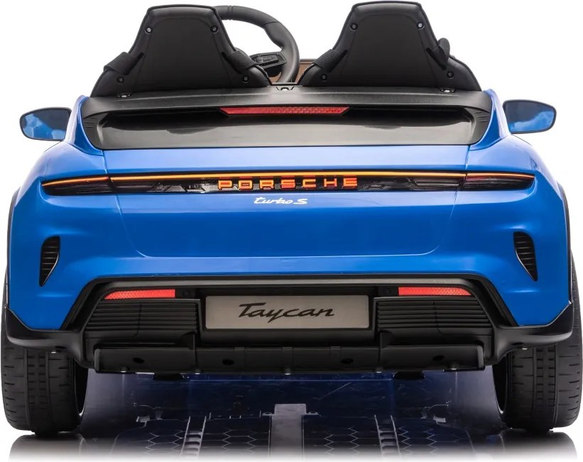 Carro elétrico para Crianças 24V Porsche Taycan Turbo S, 2 Lugares, Rodas Espuma EVA, assento couro ecológico Azul