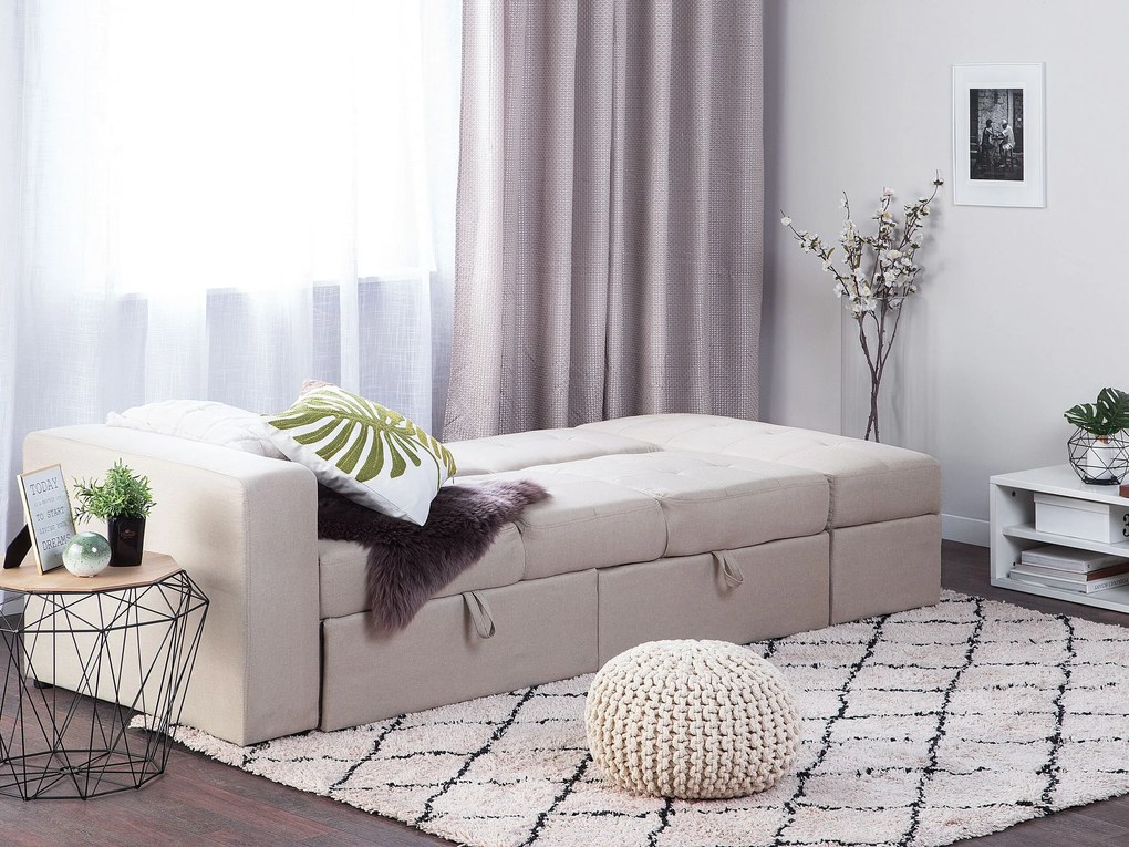 Sofá-cama de 3 lugares em tecido creme com repousa-pés  FALSTER Beliani