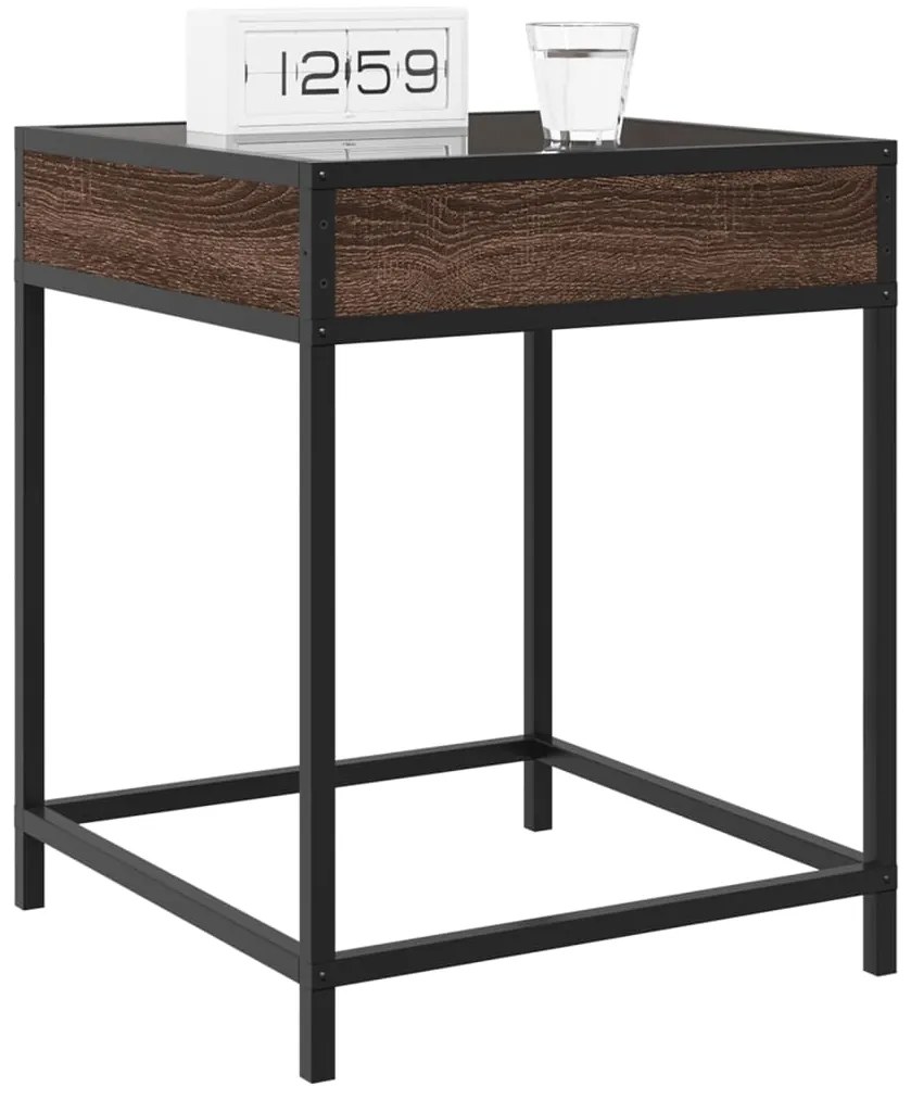 Mesa de cabeceira c/ LED Infinity 40x40x51 cm carvalho castanho