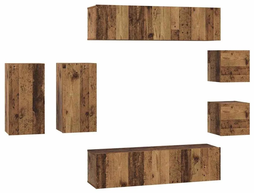 Conjunto de móvel de TV 8 pcs Madeira antiga 30.5 x 30 x 60 cm