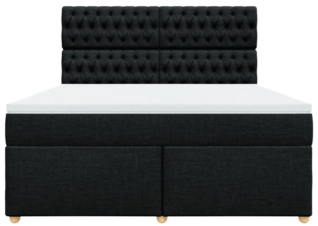 Cama com molas/colchão 180x200 cm tecido preto