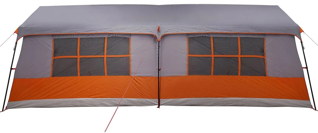 Tenda de Camping com Janelas Cinza e Laranja 12-Pessoas Impermeável