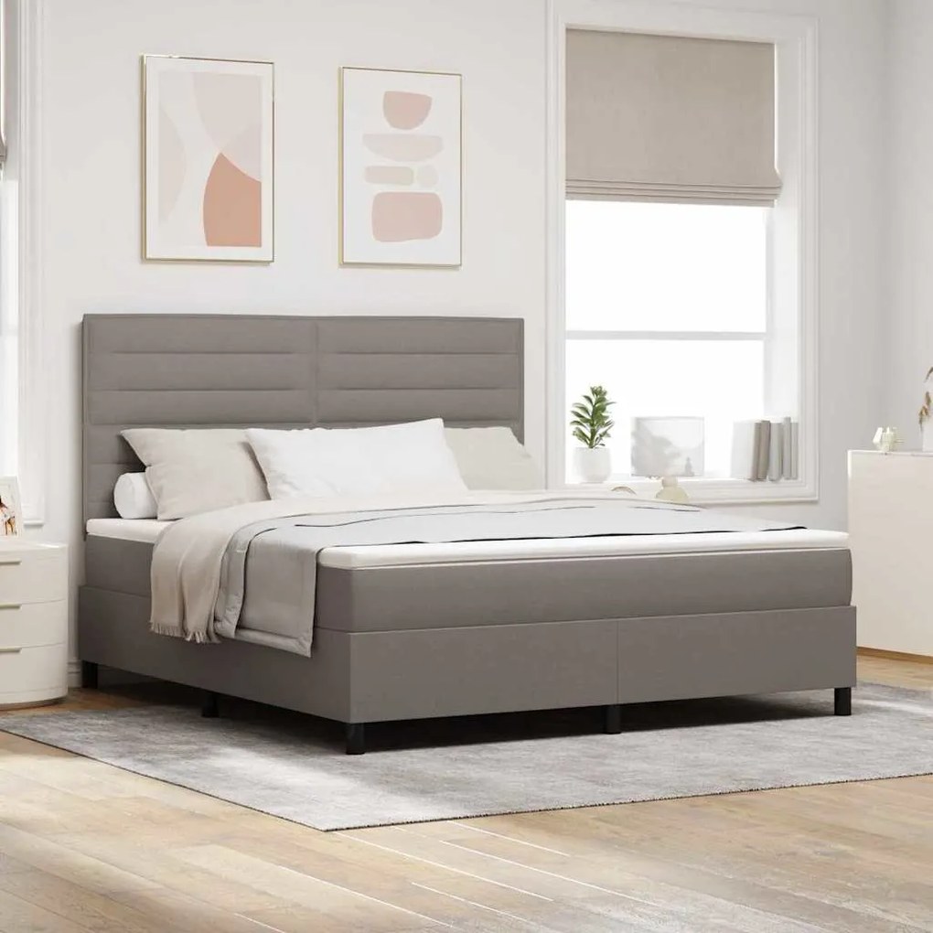 vidaXL Cama Box com colchão Cinzento-acastanhado 180 x 200 cm tecido