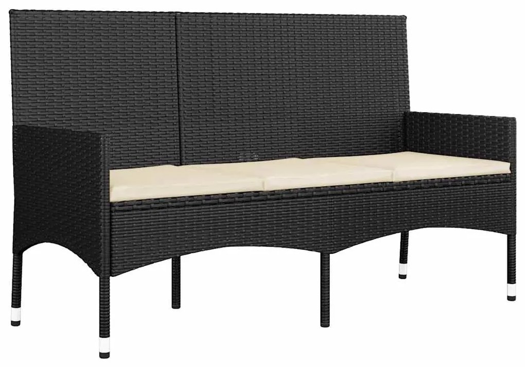 4 pcs conjunto lounge de jardim c/ almofadões vime PE preto