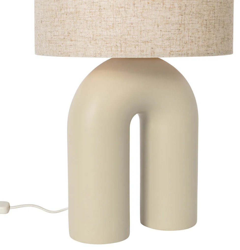 Candeeiro de mesa design bege com abajur em linho bege - Lotti Design,Moderno
