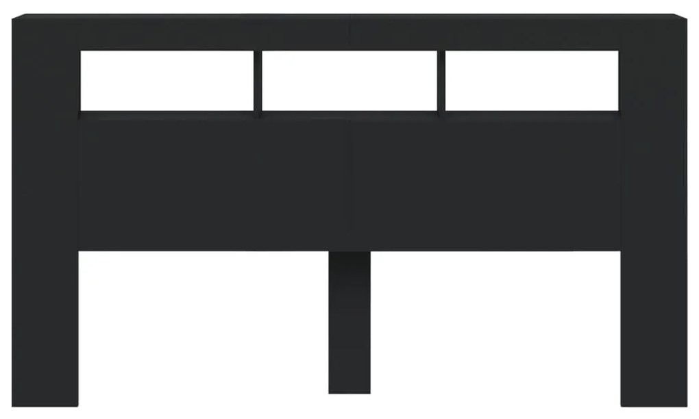 Cabeceira cama c/ LEDs 180x18,5x103,5 cm deriv. madeira preto