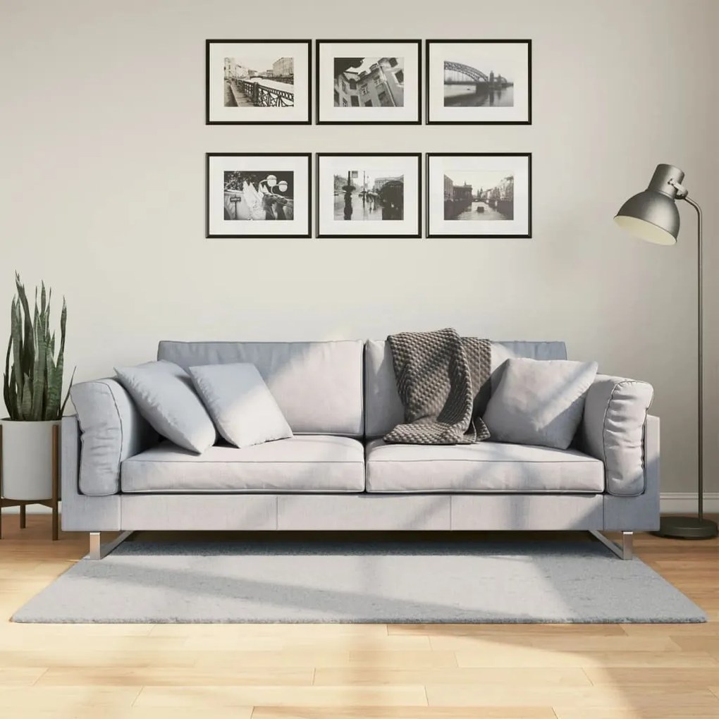 vidaXL Tapete pelo curto macio e lavável HUARTE 80x150 cm cinzento