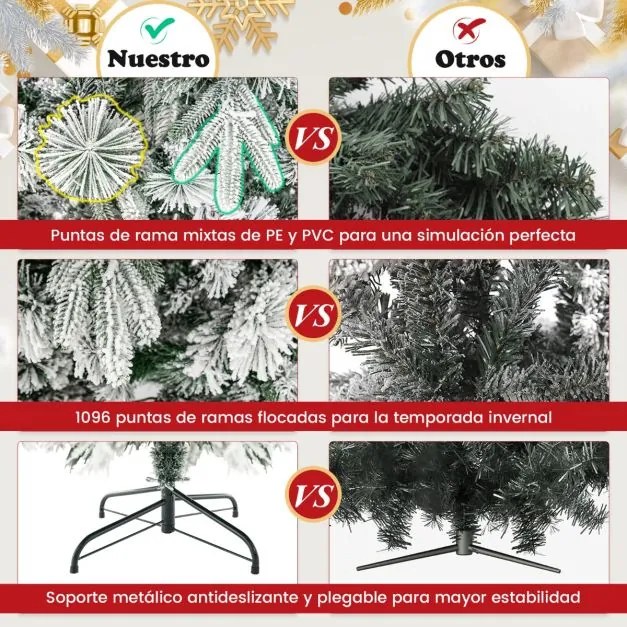 Árvore de Natal Artificial, Luzes LED Brancas Quentes 130 x 56 x 215 cm Verde
